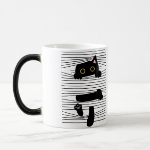 Dold svart katt Söt rolig minimalistisk djur kärle Magisk Mugg