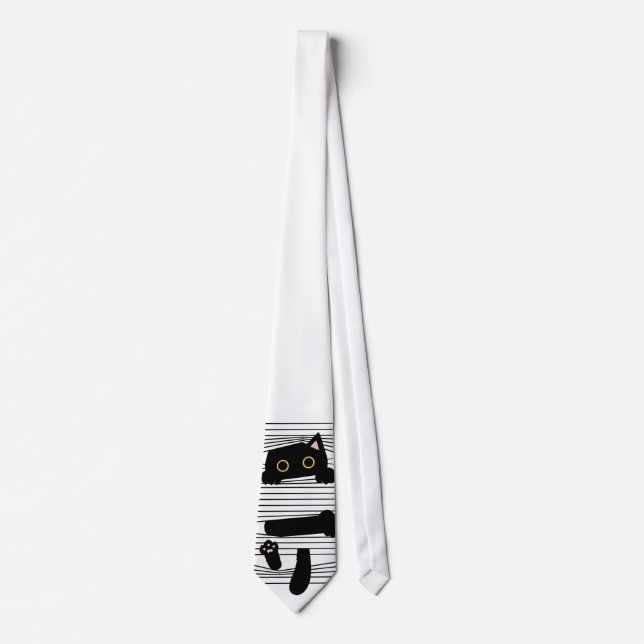 Dold svart katt Söt rolig minimalistisk djur kärle Slips (Framsida)