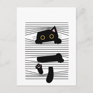 Dold svart katt Söt rolig minimalistisk djur kärle Vykort
