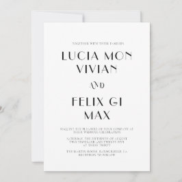 Dold Text, svart och vit Chic Modern Bröllop Inbjudningar