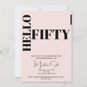 Dold Typografi Rosa Modern 50:e födelsedagen Inbjudningar