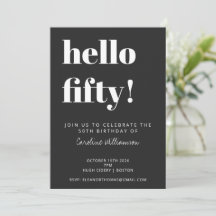 Dold Typography Black Modern 50:e Födelsedagsfeste