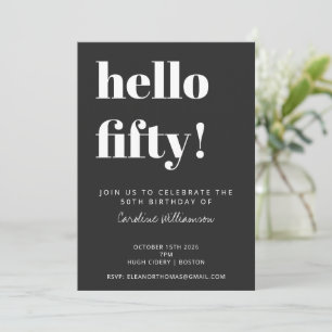 Dold Typography Black Modern 50:e Födelsedagsfeste Inbjudningar