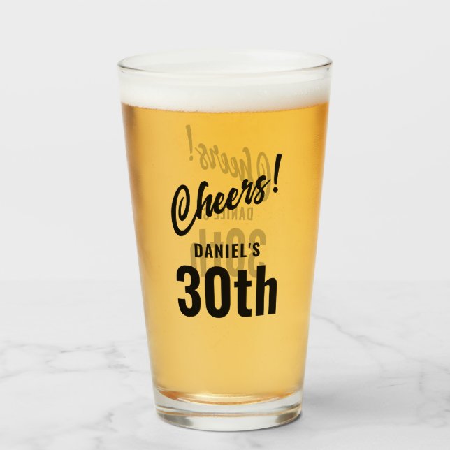 Dold Typography Cheers Namn 30års födelsedag Glaskopp (Framsida fylld)