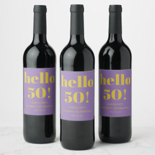 Dold Typography Lila Gult Modern födelsedag Vinflaska Etikett