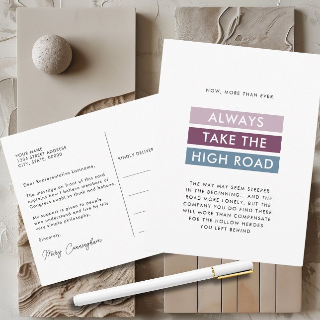 Dold Typography, ta vägen Vykort (Bold Typography Modern Stripes Always Take the High Road Congress Postcard)