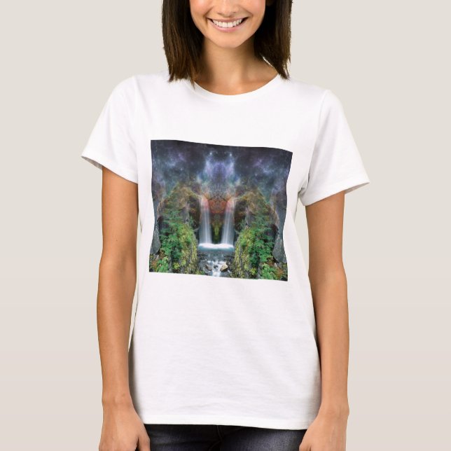 Dolda ansikten i fantastiska vattenfall t shirt (Framsida)