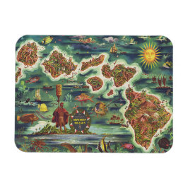 Dole 1950 Karta of Hawaii Joseph Feher Oil Paint Magnet