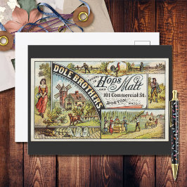 Dole Brothers Ad Skutt och Malt Ephemeral Vykort