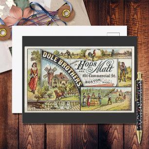 Dole Brothers Ad Skutt och Malt Ephemeral Vykort