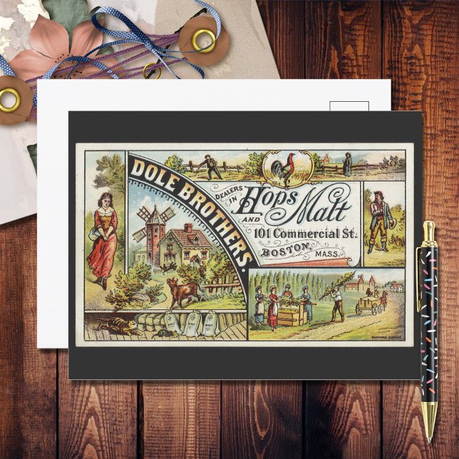 Dole Brothers Ad Skutt och Malt Ephemeral Vykort (Skapare uppladdad)