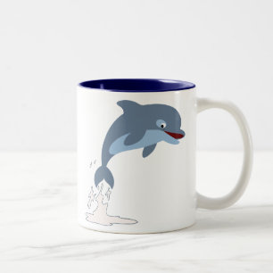 Dolfin i Tecknaden Cute Roligt-Loving Två-Tonad Mugg