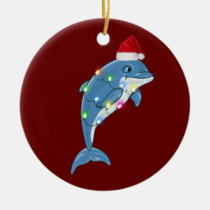Dolfin med Hat Ljus jul Julgransprydnad Keramik