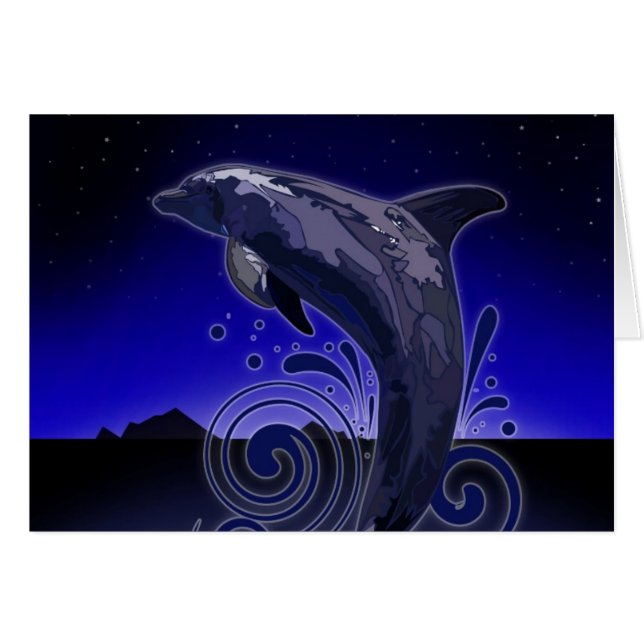 Dolfin - Natt Hälsningskort (Framsidan Horizontal)