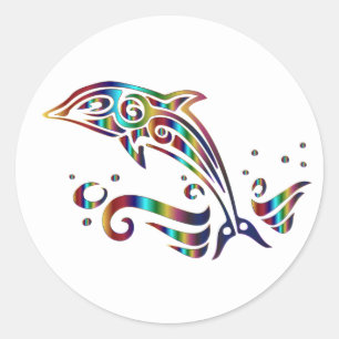 Dolfin Ocean Sea Creator Colorful Stickers Runt Klistermärke