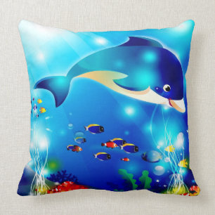 Dolfin och färgfull digital illustration av Sea-Li Kudde