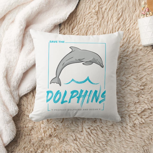 Dolfin skyddar Porpos och Oceanens Vintage Kudde (Filt)