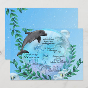 Dolfin Snö Globe Födelsedagsfest inbjudan