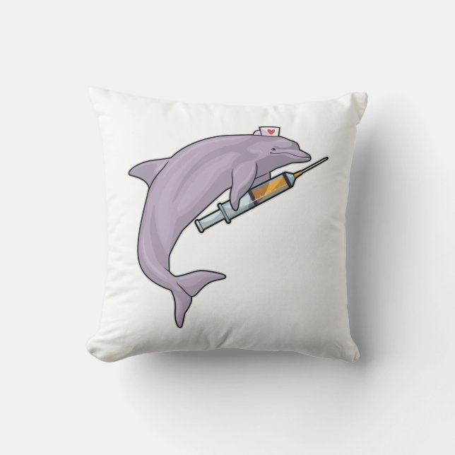 Dolfin som sjuksköterska med spruta kudde (Framsida)