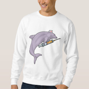 Dolfin som sjuksköterska med spruta lång ärmad tröja