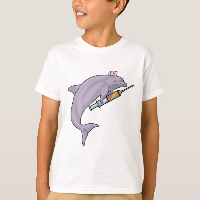Dolfin som sjuksköterska med spruta t shirt (Framsida)