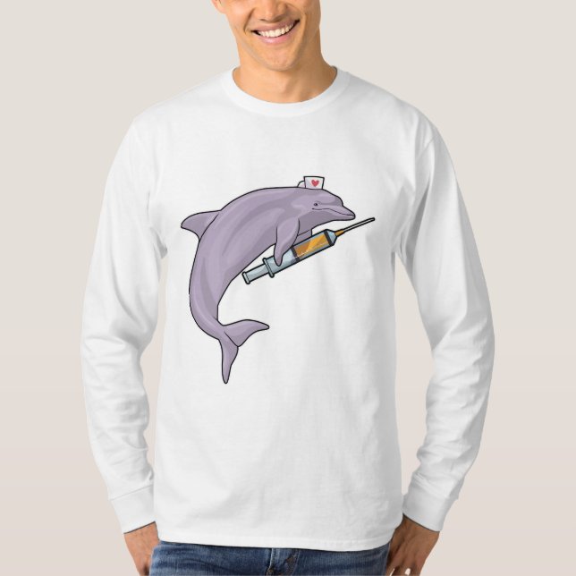 Dolfin som sjuksköterska med spruta t shirt (Framsida)