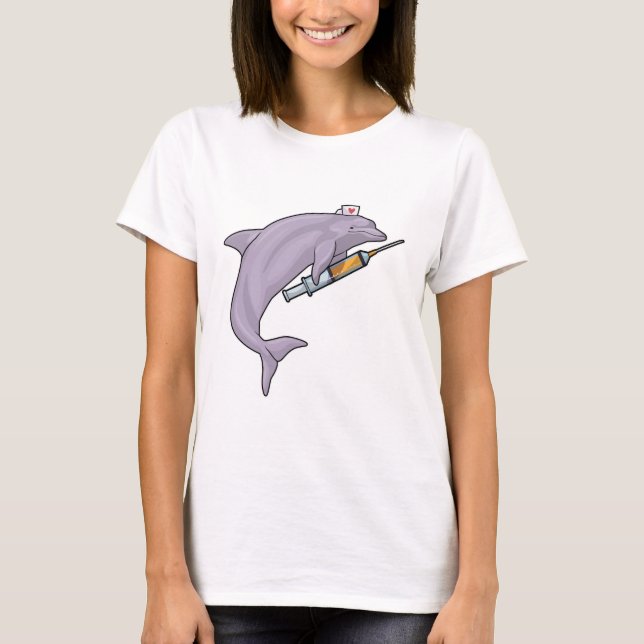 Dolfin som sjuksköterska med spruta t shirt (Framsida)