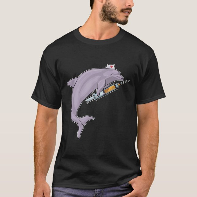 Dolfin som sjuksköterska med spruta t shirt (Framsida)