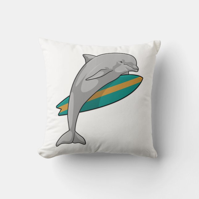 Dolfin som Surfer med ytskiva Kudde (Framsida)