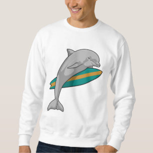 Dolfin som Surfer med ytskiva Lång Ärmad Tröja