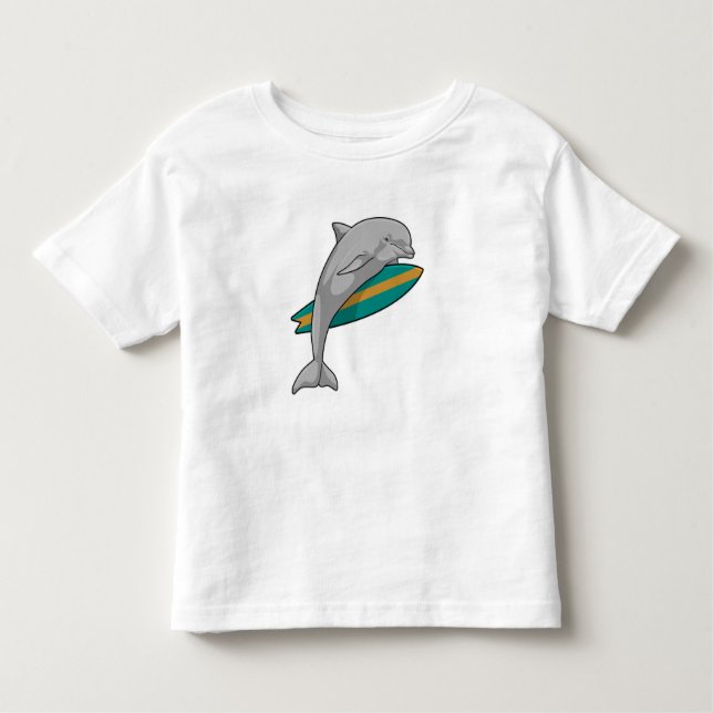 Dolfin som Surfer med ytskiva T Shirt (Framsida)