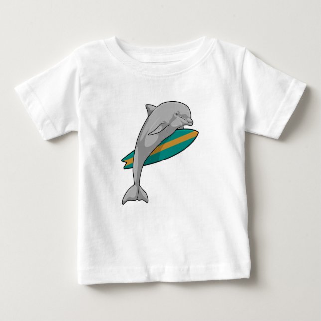 Dolfin som Surfer med ytskiva T Shirt (Framsida)