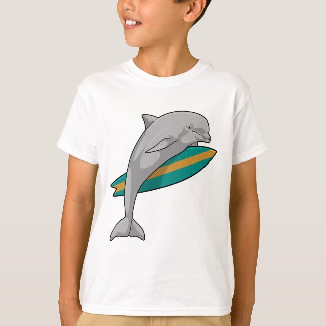 Dolfin som Surfer med ytskiva T Shirt (Framsida)