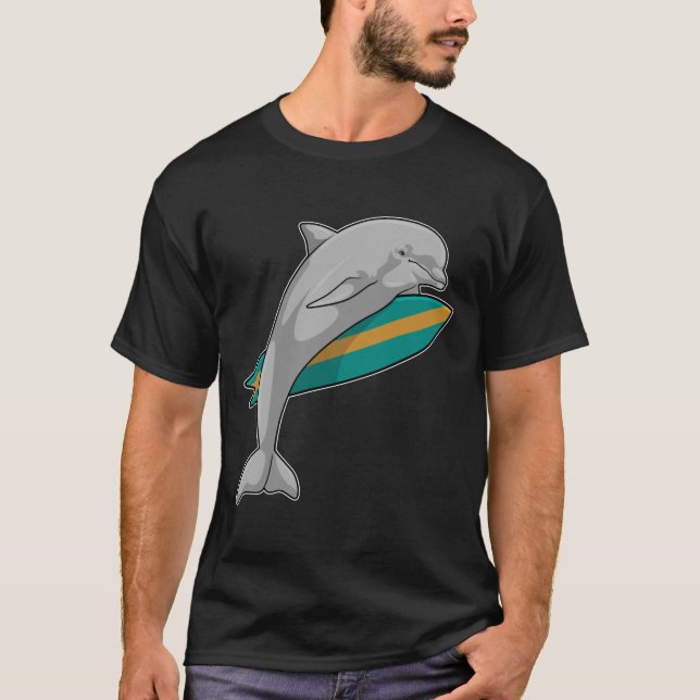 Dolfin som Surfer med ytskiva T Shirt (Framsida)