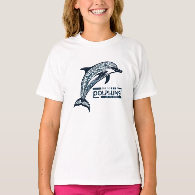 Dolfin, spara delfinerna spara havet t shirt (Framsida)