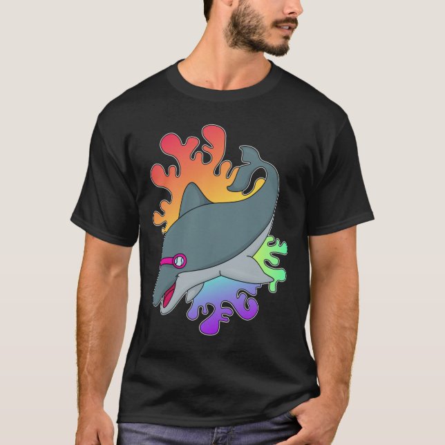Dolfin vid simning med simmande glasögon t shirt (Framsida)