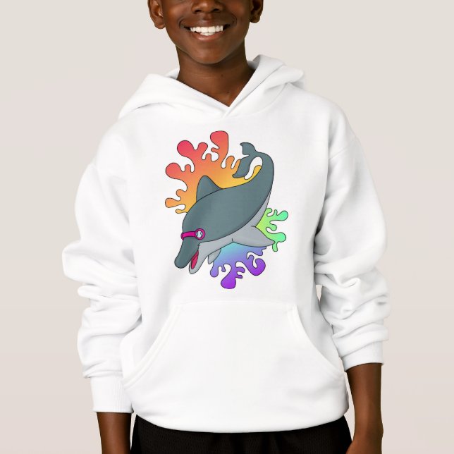 Dolfin vid simning med simmande glasögon t shirt (Framsida)