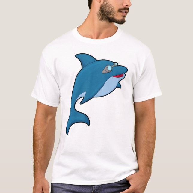 Dolfin vid simning med simmande glasögon t shirt (Framsida)