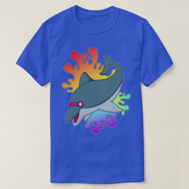 Dolfin vid simning med simmande glasögon t shirt (Design framsida)