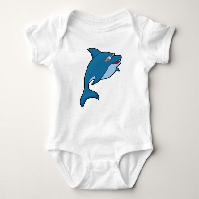 Dolfin vid simning med simmande glasögon t shirt (Framsida)