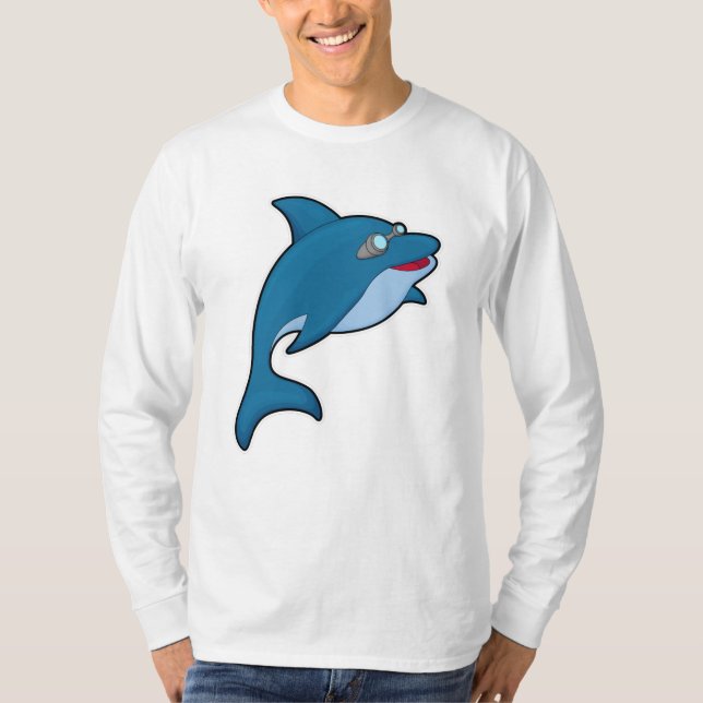 Dolfin vid simning med simmande glasögon t shirt (Framsida)