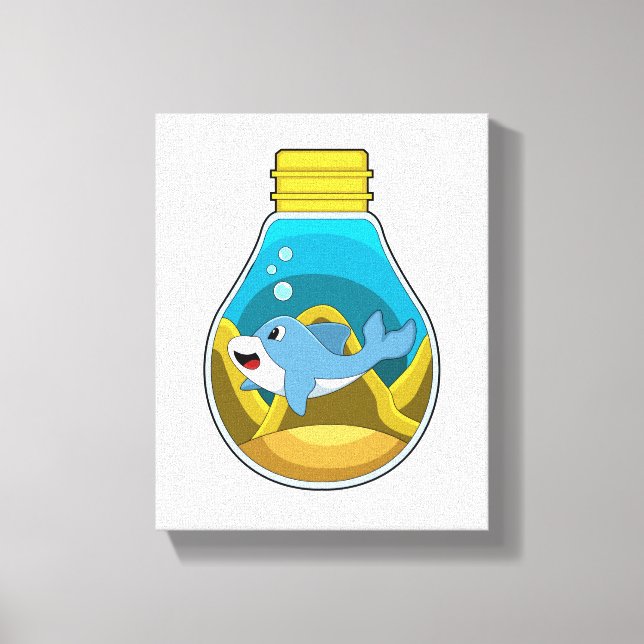 Dolfin vid Swimming i Aquarium Canvastryck (Framsida)