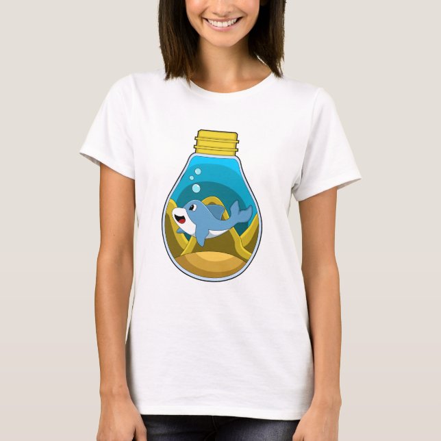 Dolfin vid Swimming i Aquarium T Shirt (Framsida)