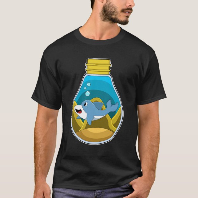 Dolfin vid Swimming i Aquarium T Shirt (Framsida)