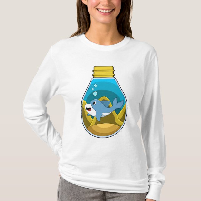 Dolfin vid Swimming i Aquarium T Shirt (Framsida)