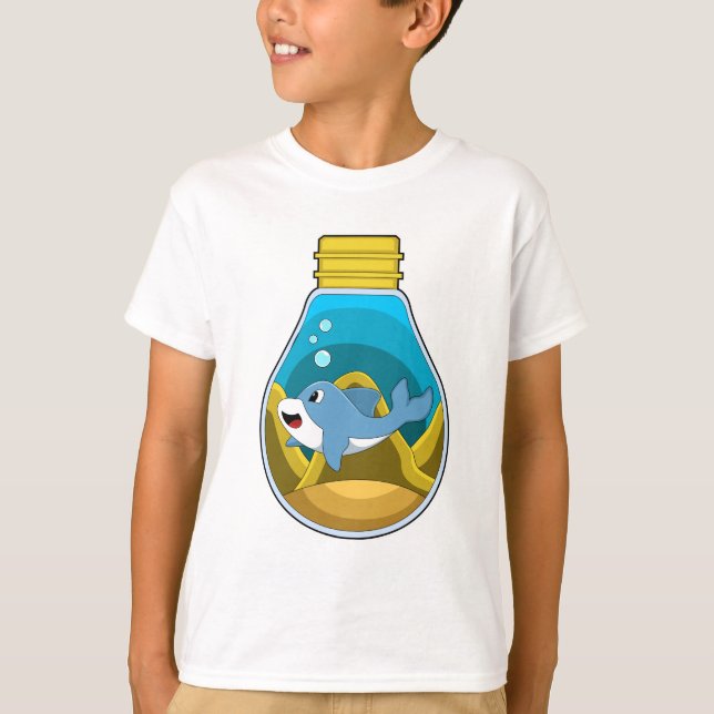 Dolfin vid Swimming i Aquarium T Shirt (Framsida)
