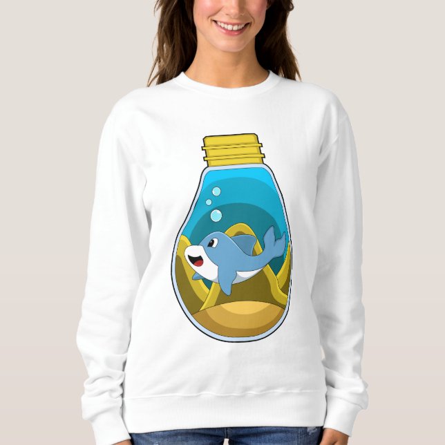 Dolfin vid Swimming i Aquarium T Shirt (Framsida)