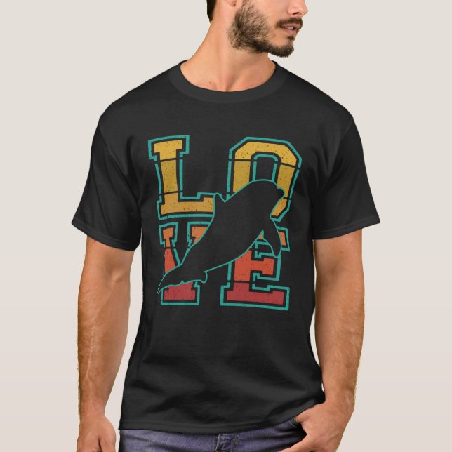 Dolfinidea för Kärlek i Cute Retro Sunset i för dj T Shirt (Framsida)