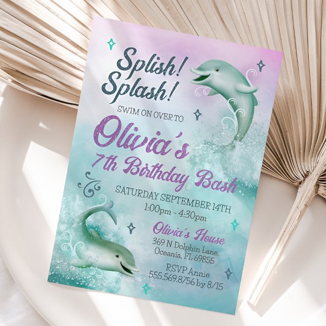Dolfininbjudan, inbjudan till delfiner på födelsed (Dolphin Invitation)