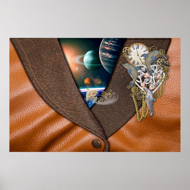 Dolfintid på läder poster (Framsidan)